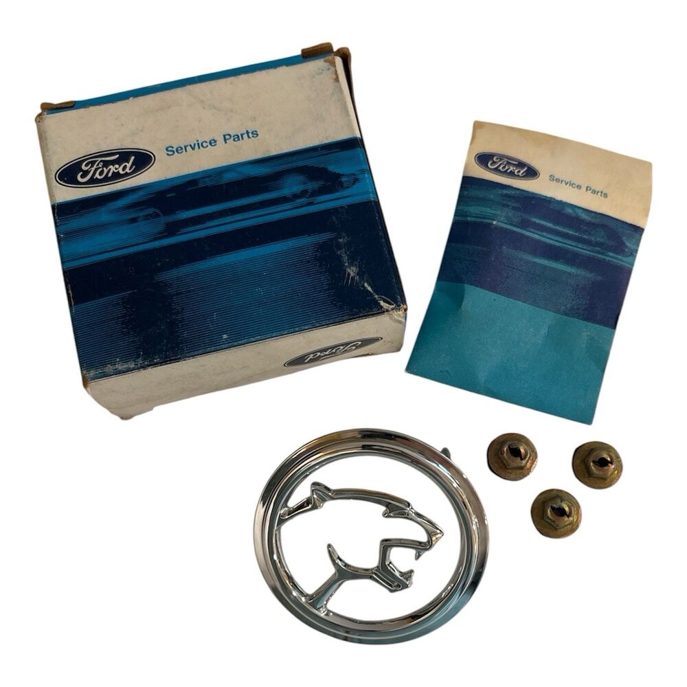 Ford Mercury Cougar OEM Silver Badge Emblem in Ford Box